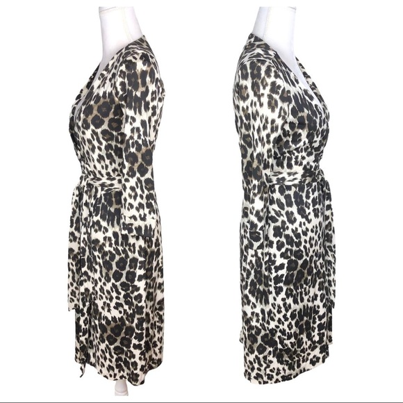 Diane von Furtstenberg silk wrap dress animal snow leopard print sz 4 New Julian - Picture 13 of 16